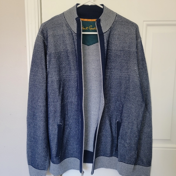 Robert Graham Mens XL Jacket Sweater Long Sleeve Zip Front Classic Fit Blue $228 - Picture 5 of 11